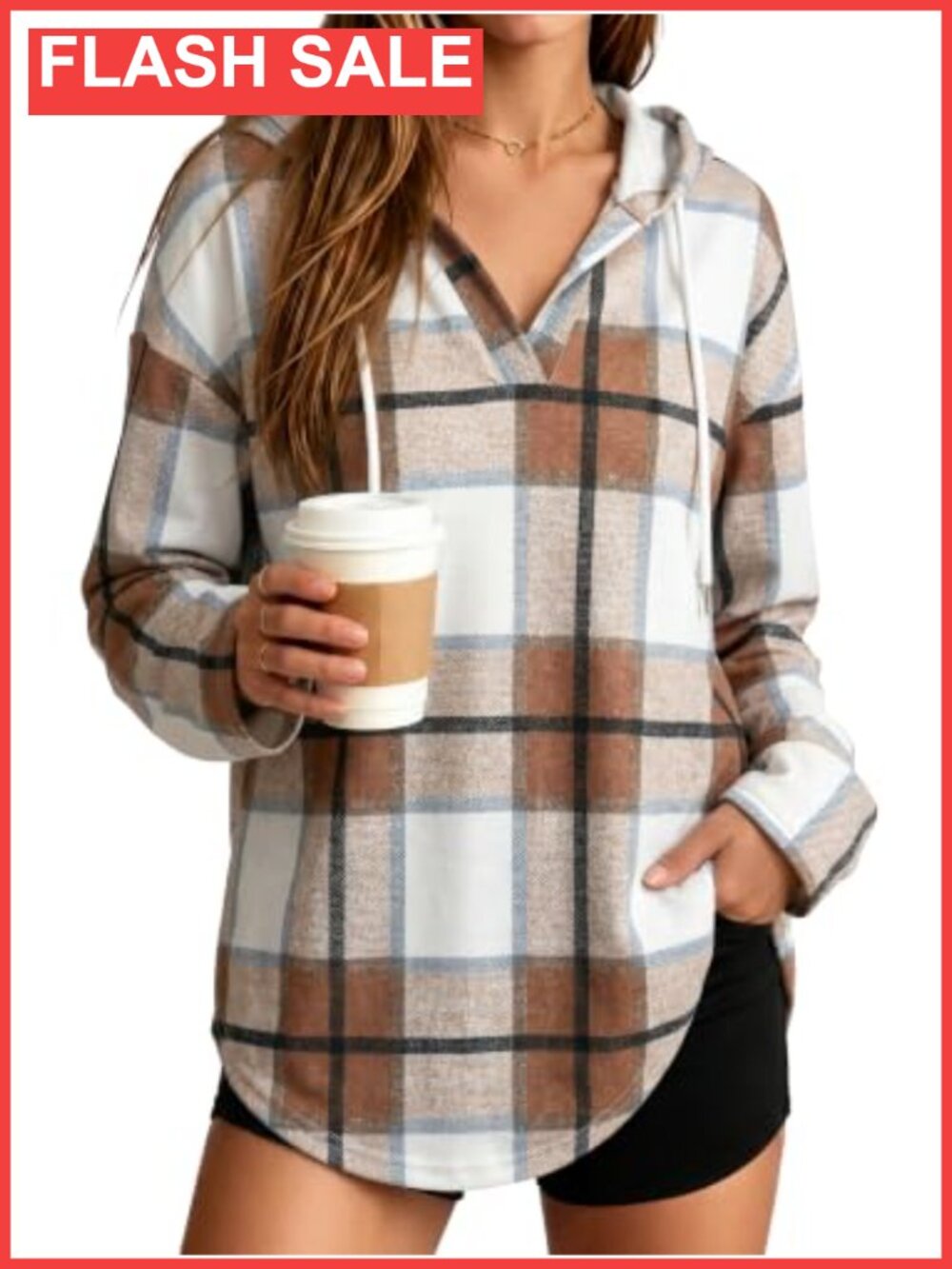 Waffle Knit Oversized Hoodie Sweatshirt Drop Shoulder Pullover